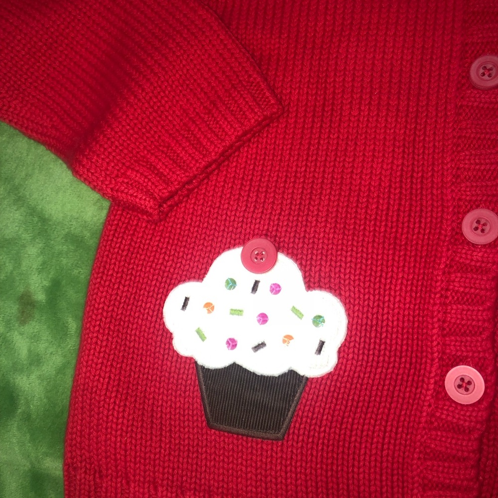 Gymboree CUPCAKE CUTIE sweet Red Cardigan Sweater Top Button w/ Hood NWT 12